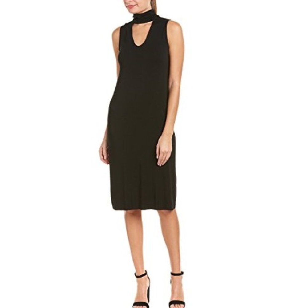 NWT Splendid Women's Cutout Mock Neck Dress Black Size S Knee Length $100 FLA306